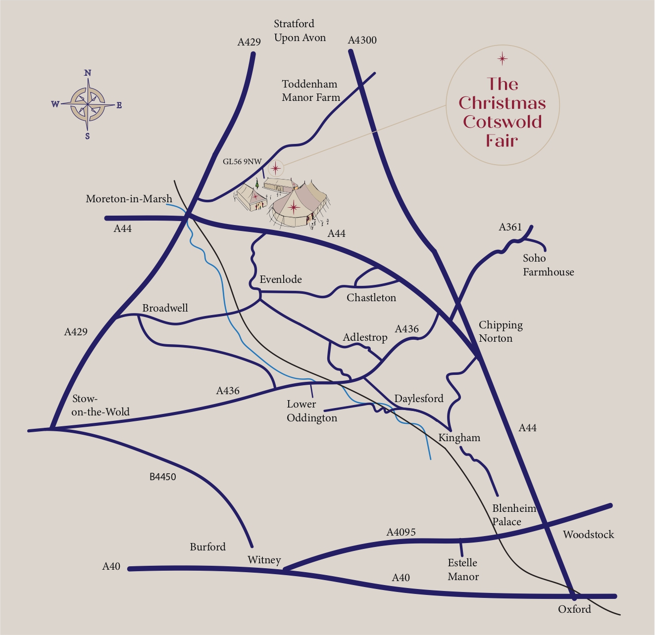 The Christmas Cotswold Fair 2026 location map